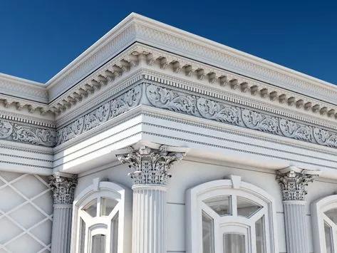 Dentil cornice with column capitals