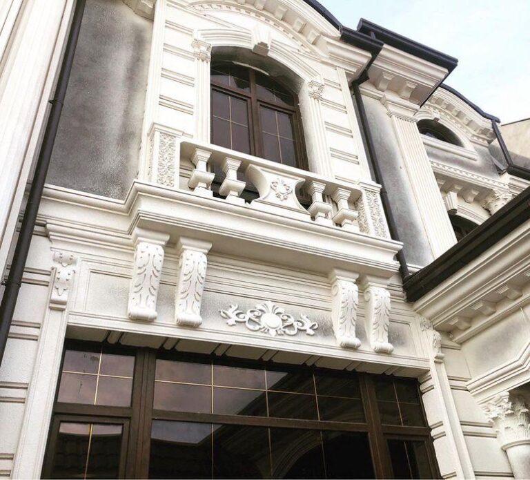 Cornice, balustrade and window detail